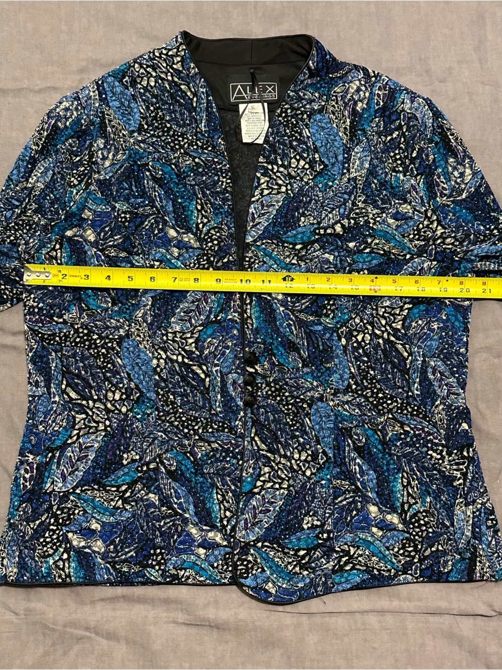 Alex Evenings 2 Piece Jacket/Tank Set Sparkly Botanical Leaf Pattern - Picture 4 of 12